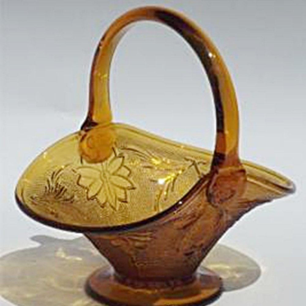 Vintage Tiara Amber Glass Flower/Fruit Basket/Bowl - Picture 2 of 4